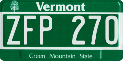 VT license plate ZFP270