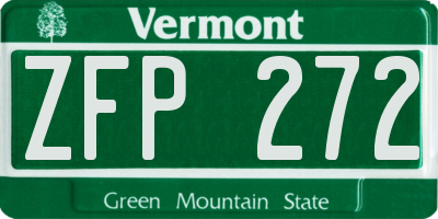 VT license plate ZFP272