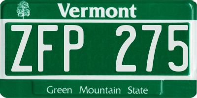VT license plate ZFP275