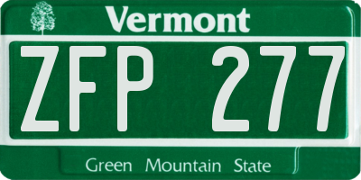 VT license plate ZFP277