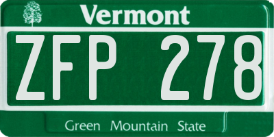 VT license plate ZFP278