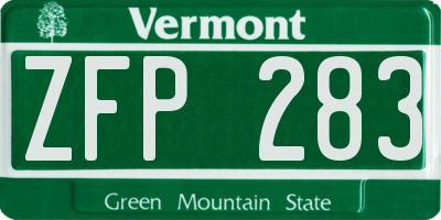 VT license plate ZFP283