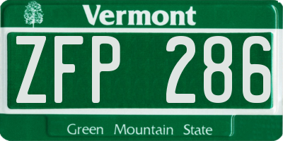 VT license plate ZFP286