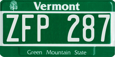 VT license plate ZFP287