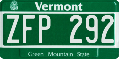 VT license plate ZFP292