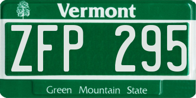 VT license plate ZFP295