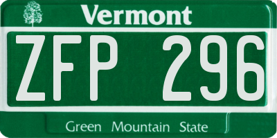 VT license plate ZFP296