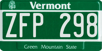 VT license plate ZFP298