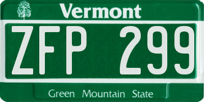 VT license plate ZFP299