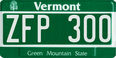 VT license plate ZFP300