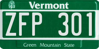 VT license plate ZFP301