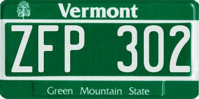 VT license plate ZFP302
