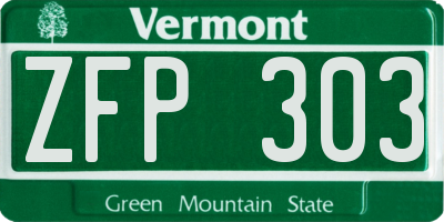 VT license plate ZFP303
