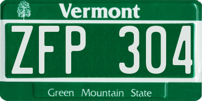 VT license plate ZFP304