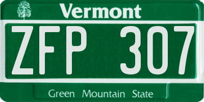 VT license plate ZFP307