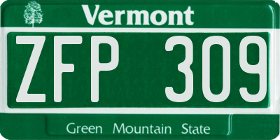 VT license plate ZFP309