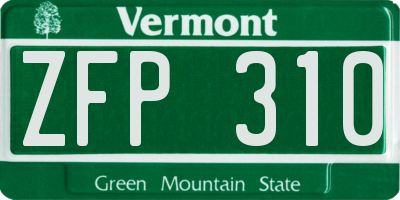 VT license plate ZFP310