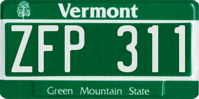 VT license plate ZFP311