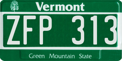 VT license plate ZFP313
