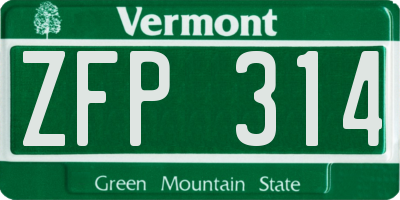 VT license plate ZFP314