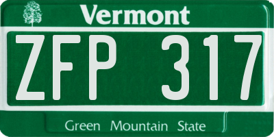 VT license plate ZFP317