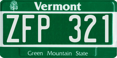 VT license plate ZFP321