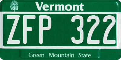 VT license plate ZFP322