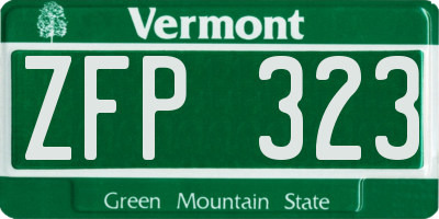 VT license plate ZFP323