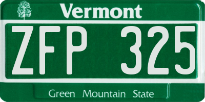 VT license plate ZFP325