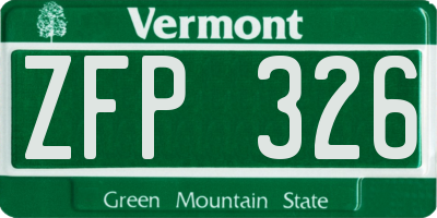 VT license plate ZFP326