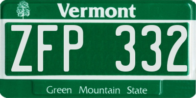 VT license plate ZFP332