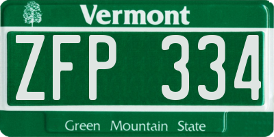 VT license plate ZFP334
