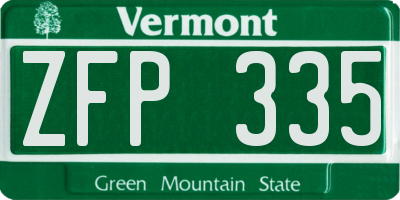VT license plate ZFP335