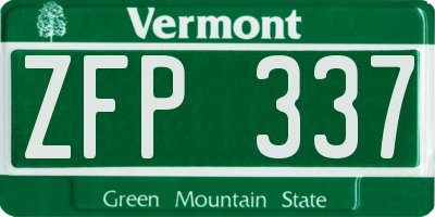 VT license plate ZFP337