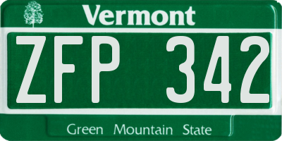 VT license plate ZFP342