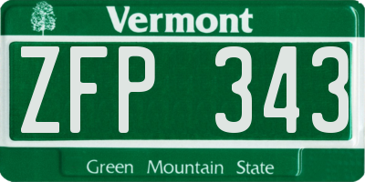 VT license plate ZFP343