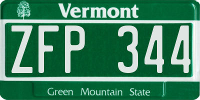 VT license plate ZFP344