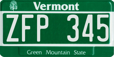VT license plate ZFP345
