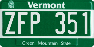 VT license plate ZFP351