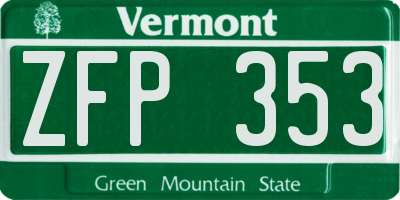 VT license plate ZFP353
