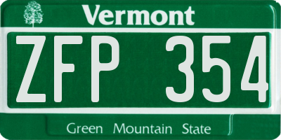 VT license plate ZFP354