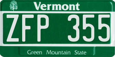 VT license plate ZFP355