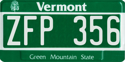 VT license plate ZFP356