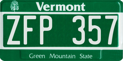 VT license plate ZFP357