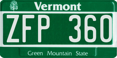 VT license plate ZFP360
