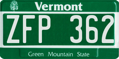 VT license plate ZFP362
