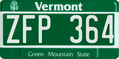 VT license plate ZFP364
