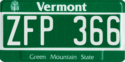VT license plate ZFP366