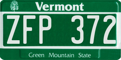 VT license plate ZFP372