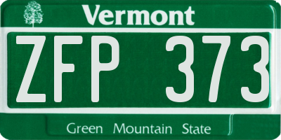 VT license plate ZFP373
